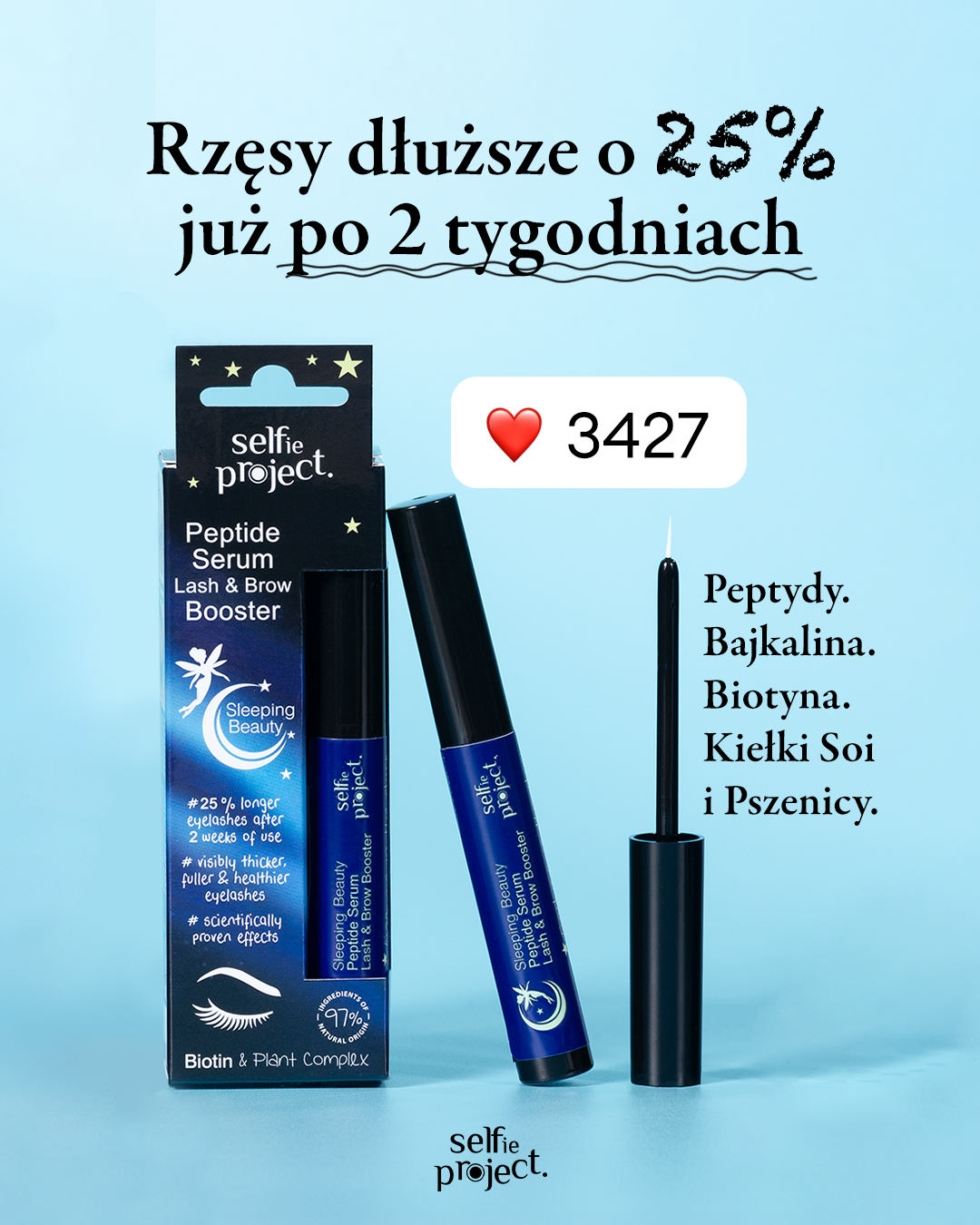 سيلفي بروجكت Sleeping Beauty سيروم تعزيز الرموش والحواجب (3 مل) – سيروم مكثف لتعزيز النمو والتغذية