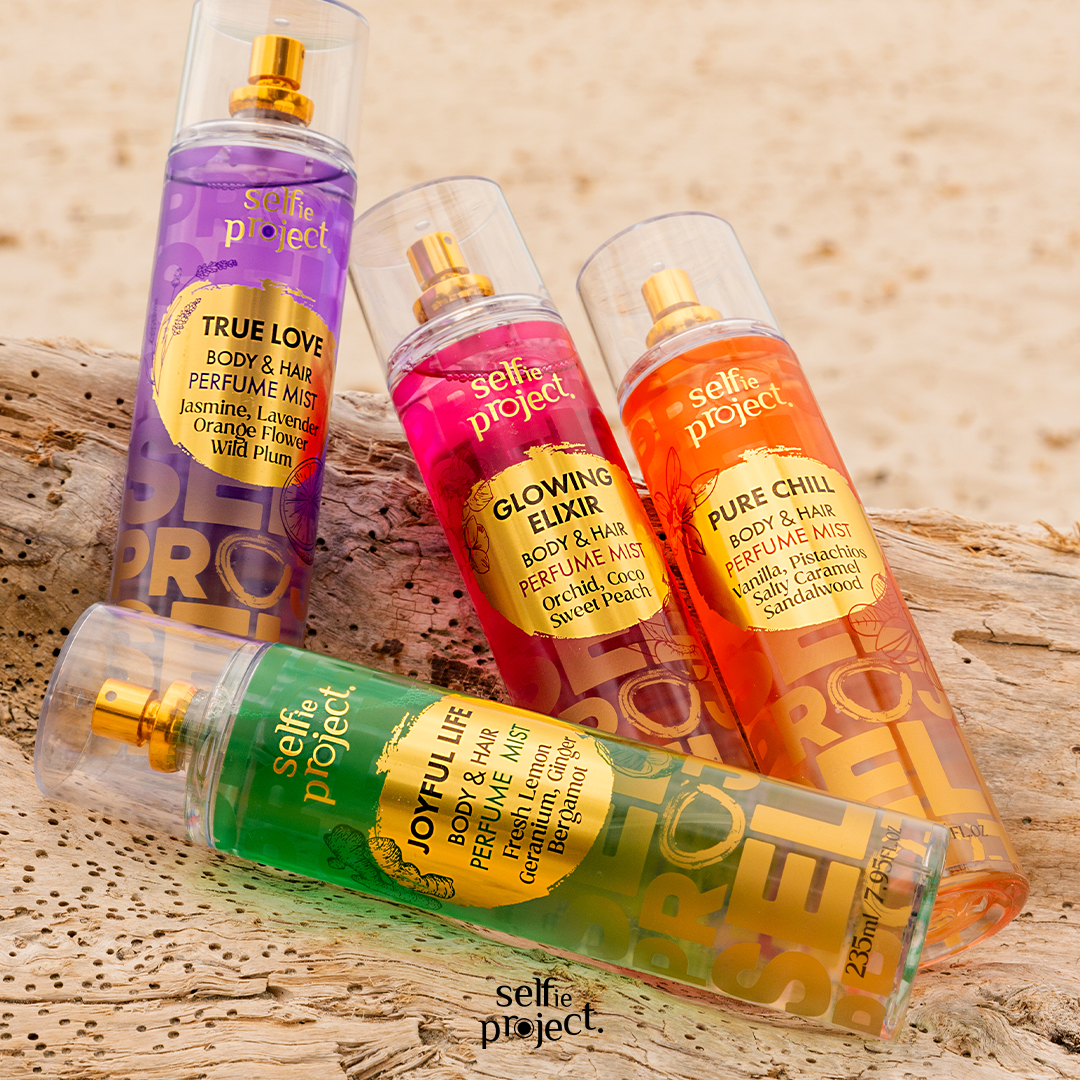 Selfie Project Glowing Elixir Body & Hair Perfume Mist Floral-Fruity Fragrance Mist for All-Day Freshness (235 ml)