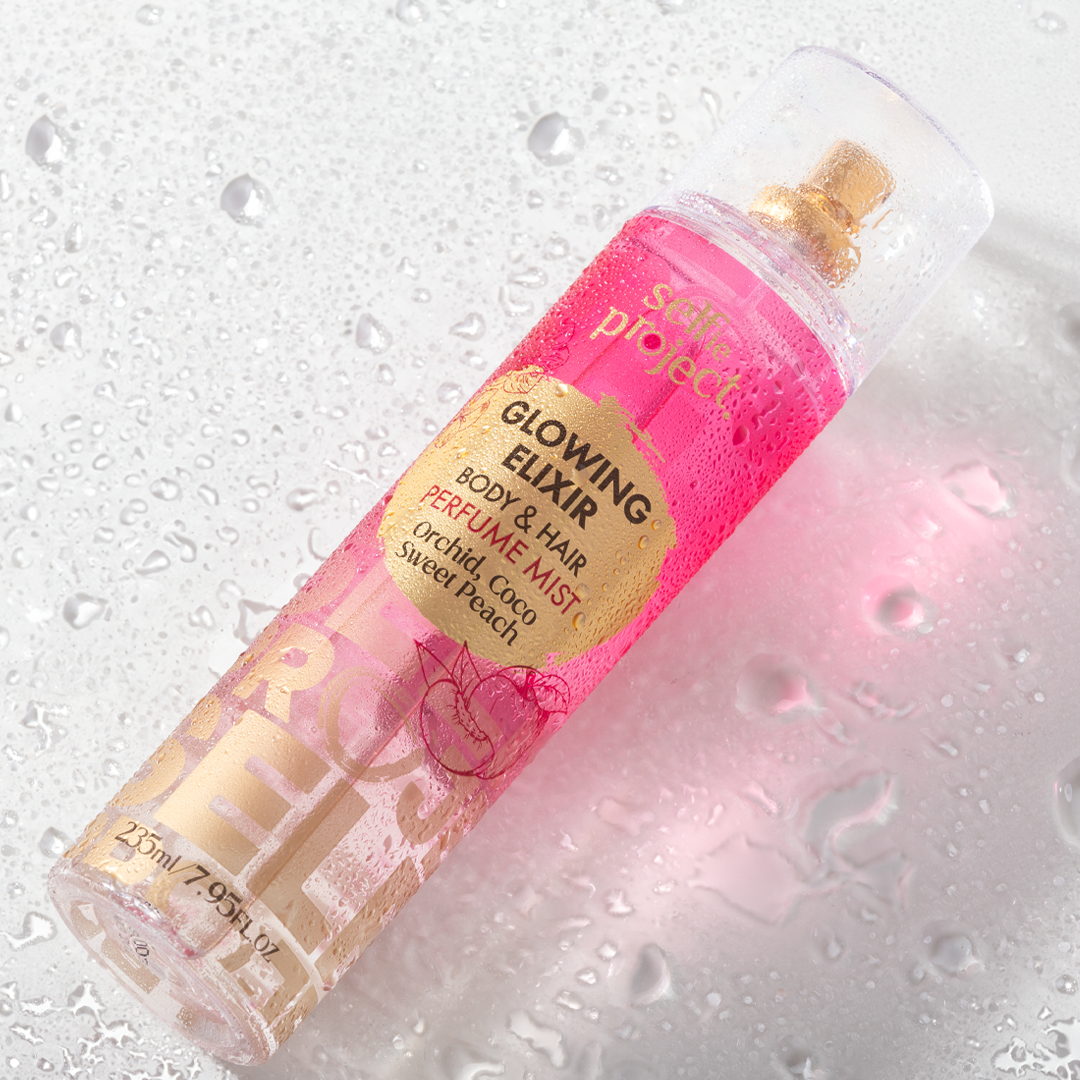 Selfie Project Glowing Elixir Body & Hair Perfume Mist Floral-Fruity Fragrance Mist for All-Day Freshness (235 ml)