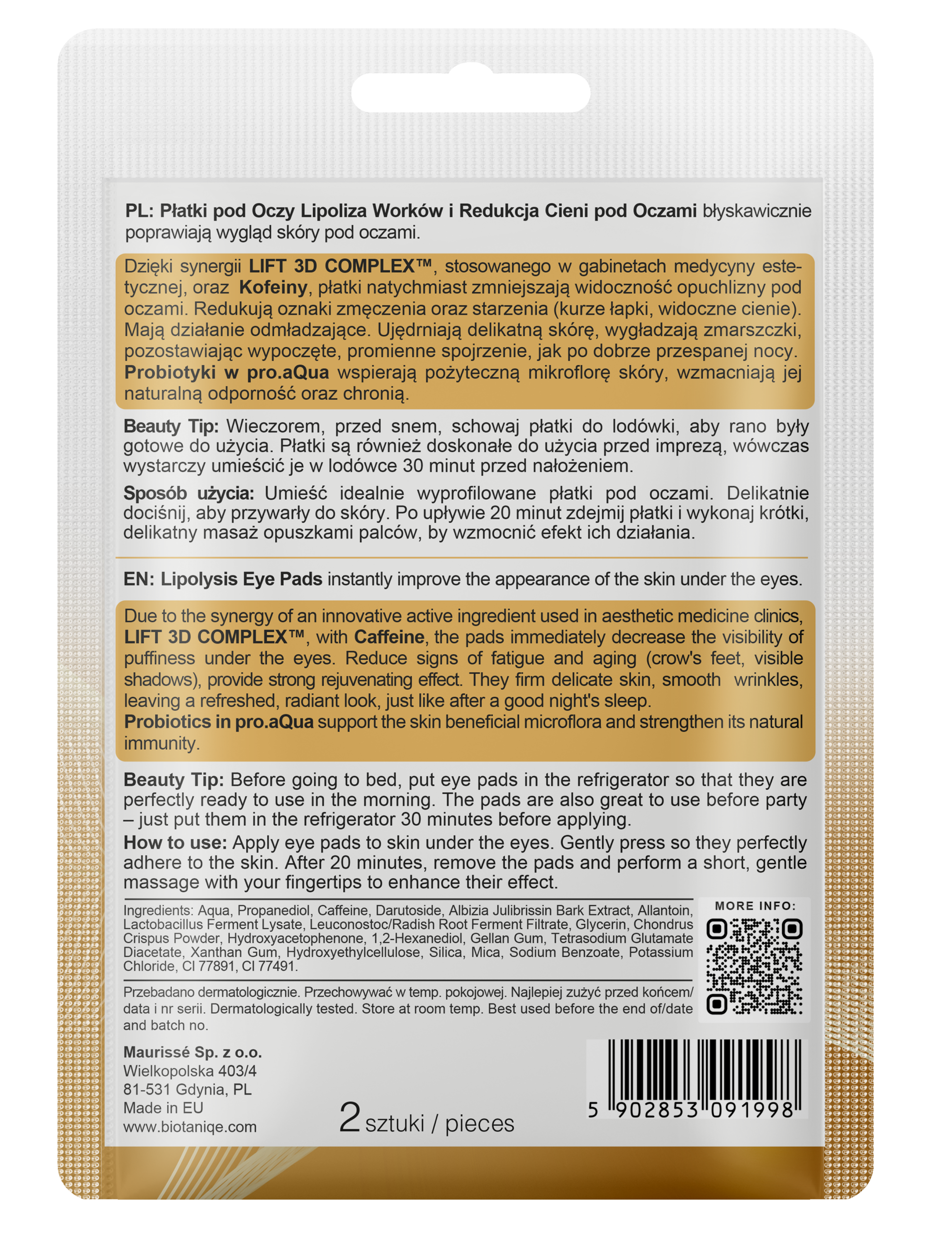 Biotaniqe Lipolysis Eye Pads Intensive Under-Eye Firming & Anti-Puffiness Treatment