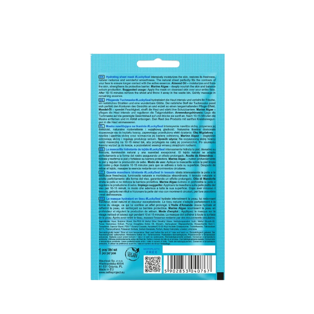 Selfie Project Animal Mask LuckySeal Moisturizing Sheet Mask (1 pc) for Hydration & Radiant Skin