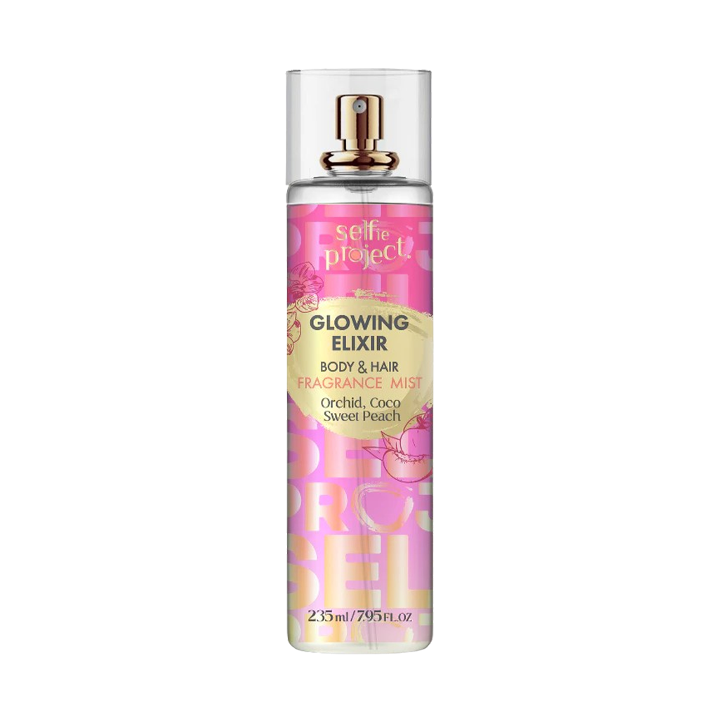 Selfie Project Glowing Elixir Body & Hair Perfume Mist Floral-Fruity Fragrance Mist for All-Day Freshness (235 ml)