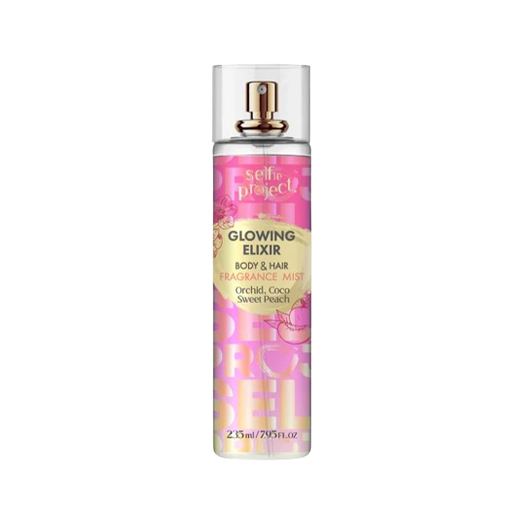Selfie Project Glowing Elixir Body & Hair Perfume Mist Floral-Fruity Fragrance Mist for All-Day Freshness (235 ml)